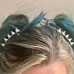 pair of spiked barrettes, cone studded silver hair clip, kawaii hair, festival accessory punk eighties nineties fashion early 2000s Stud 90s