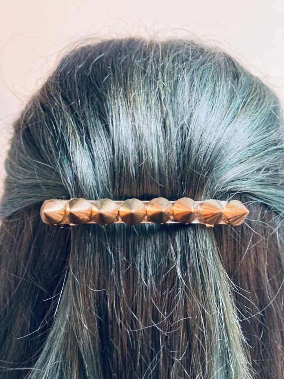 Gold Studded Barrette, Spiked Hair Clip, Handmade Cone Stud  display picture 1