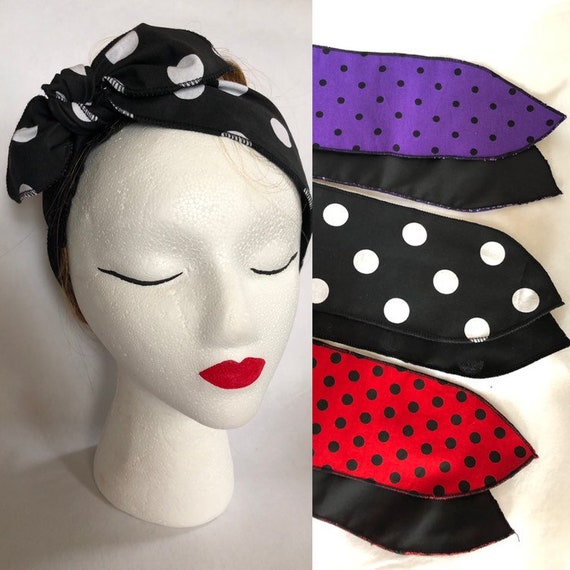Headband Rockabilly Hair Bow Psychobilly Accessory Pin Up Etsy