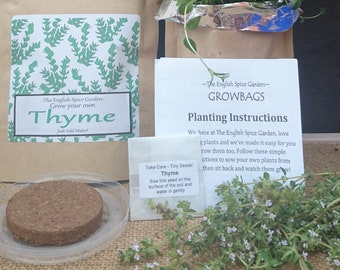 Grow Your Own THYME, Grow Kit,  Herbs and Spices, Gardening, Stocking Stuffers, Party Bags