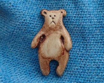 Teddy Bear Brooch, Bear BroochPin, Studio Pottery, Jewellery, Ceramic Brooch,