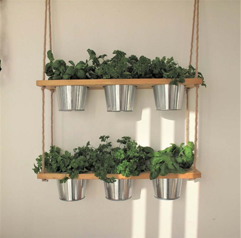 Hanging Herb Planter With Pots Kitchen Garden Windowsill And Spice Indoor