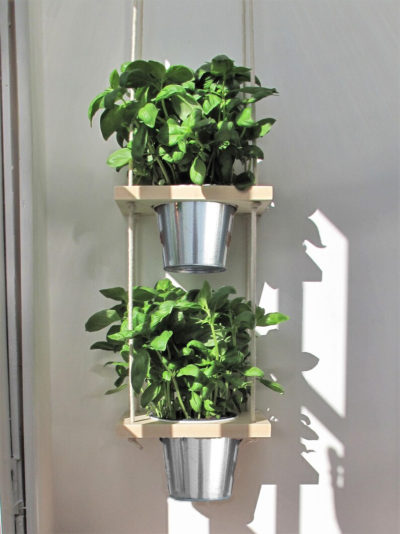 HANGING SHELF and POTS Herb Planter Kitchen Herb Garden Etsy