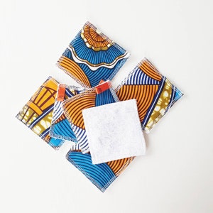 Eco make-up wipes with African print Yellow Orange Blue