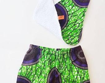 African Fabric Baby Bloomer and Bib Set