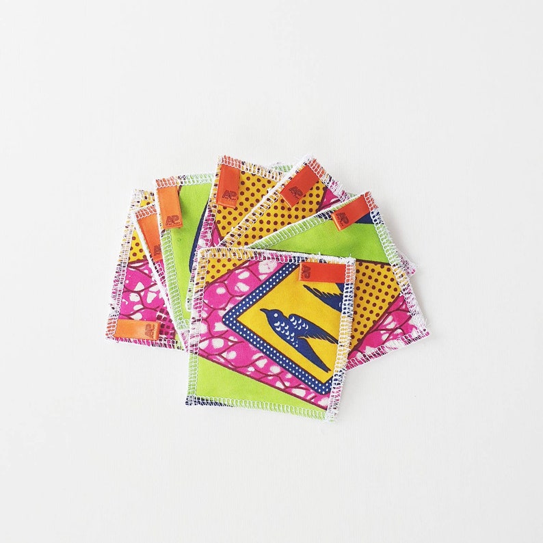 Eco make-up wipes with African print Pink Orange Green
