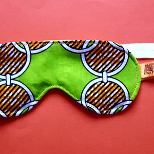 Green circles wax print self-care lavender pouch and eye mask pamper kit image 7