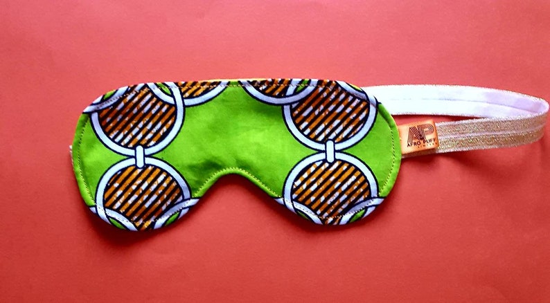 Green circles wax print self-care lavender pouch and eye mask pamper kit image 7