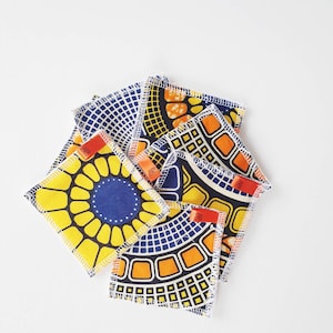 Eco make-up wipes with African print Blue Orange Yellow