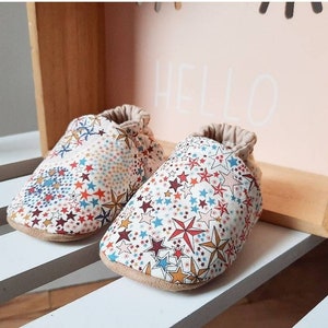 Liberty Adelajda Brown baby slippers, beige leather soles image 5