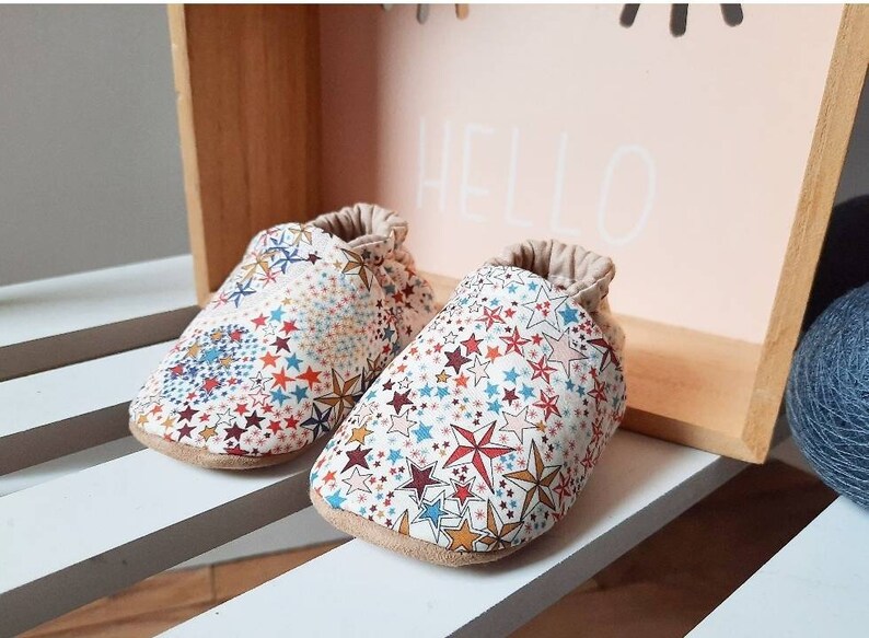 Liberty Adelajda Brown baby slippers, beige leather soles image 5