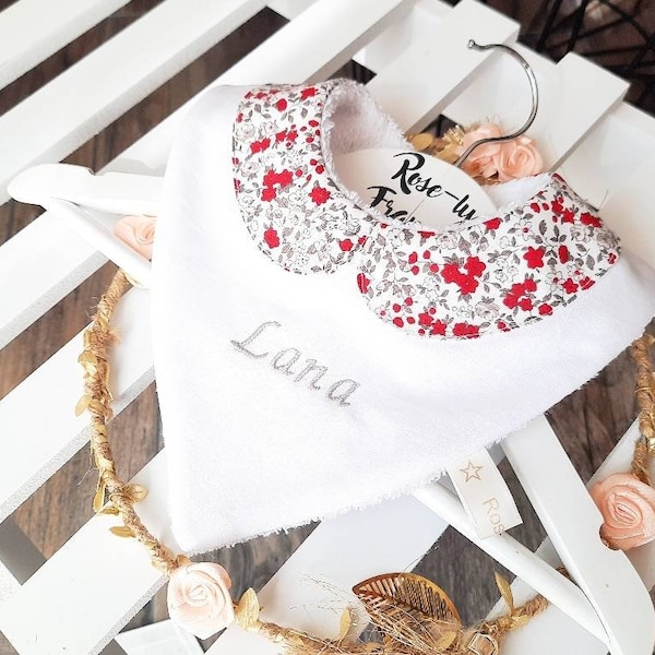 Bavoir bébé bandana col claudine liberty Rouge