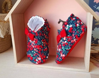 Red polka dot liberty non-slip baby slippers