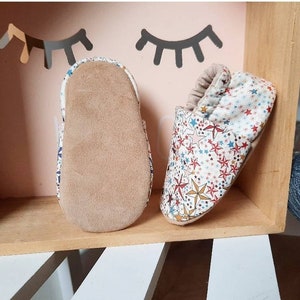 Liberty Adelajda Brown baby slippers, beige leather soles image 9