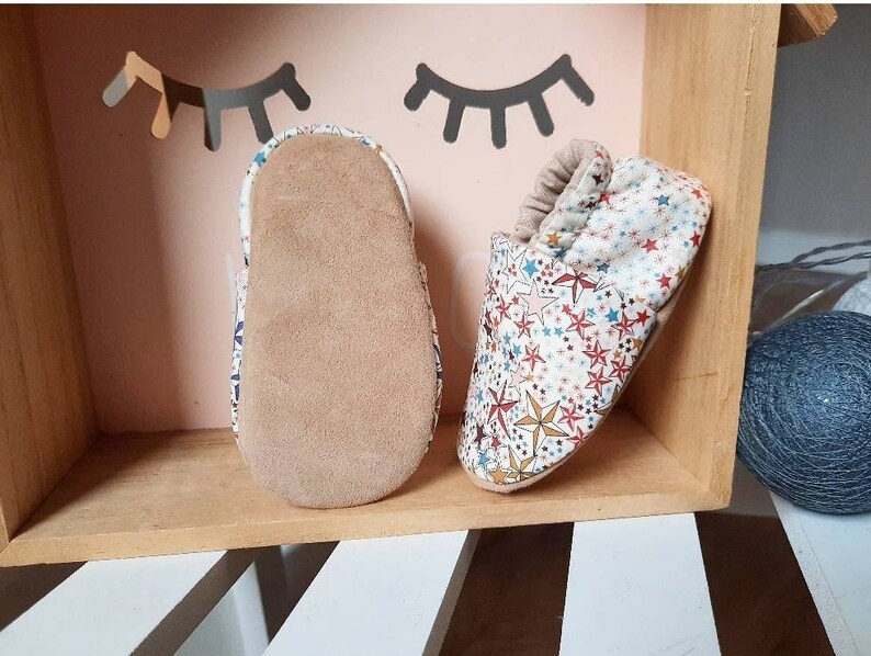 Liberty Adelajda Brown baby slippers, beige leather soles image 9