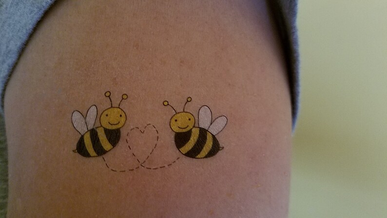 Bumblebee Honey Bees with Heart Temporary Tattoos 2 x 1.5 | Etsy