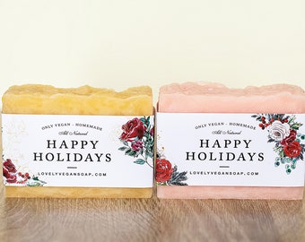 Merry Christmas gift Soap set Happy Holidays soap stocking stuffer gift for mom gift for wife girlfriend gift for bestfriend homemade soap