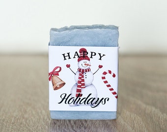 Snowman soap favors funny snowman Happy Holidays soap Merry snowmen Office Xmas Party office gifts guest soap stocking stuffer soap favors