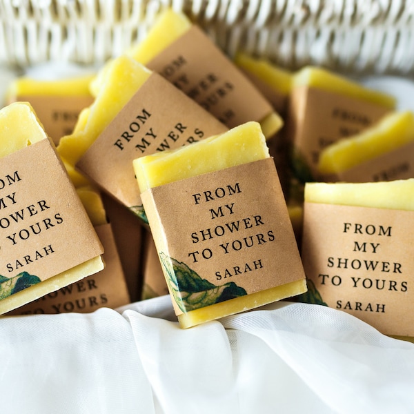 Wedding soap favors Lemon soap favors bridal shower favor baby shower soap favors guest soap mini soap thank you soap Green shower favors