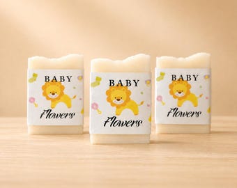 Lion Baby Shower Soap Favors, Safari Jungle Mini Soaps, Personalized Guest Soaps, Baby Party Favors, Handmade Vegan Soap