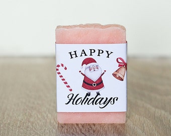 Santa soap favors, Santa baby shower, Christmas soap favor, holidays party favor, Xmas office favors, stocking stuffer, Happy Holidays soap