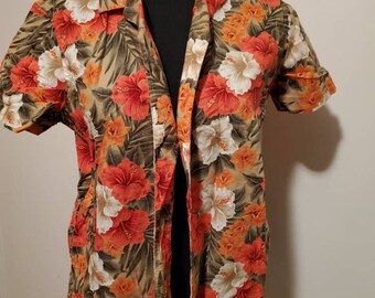 Jones New York Sport Petite Small Hawaiian floral Blouse