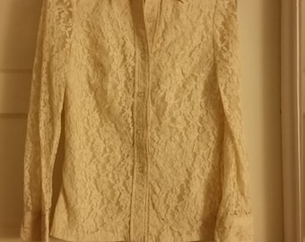 Vintage Structured Lace Blouse/1960s/Greenecastle