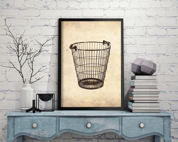printable vintage wire basket kitchen wall decor printable | etsy