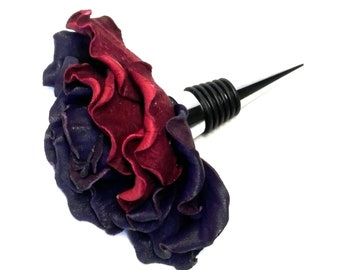 Bottle  flower stopper/ Leather wine gift for 3rd wedding anniversary/ Father's Day