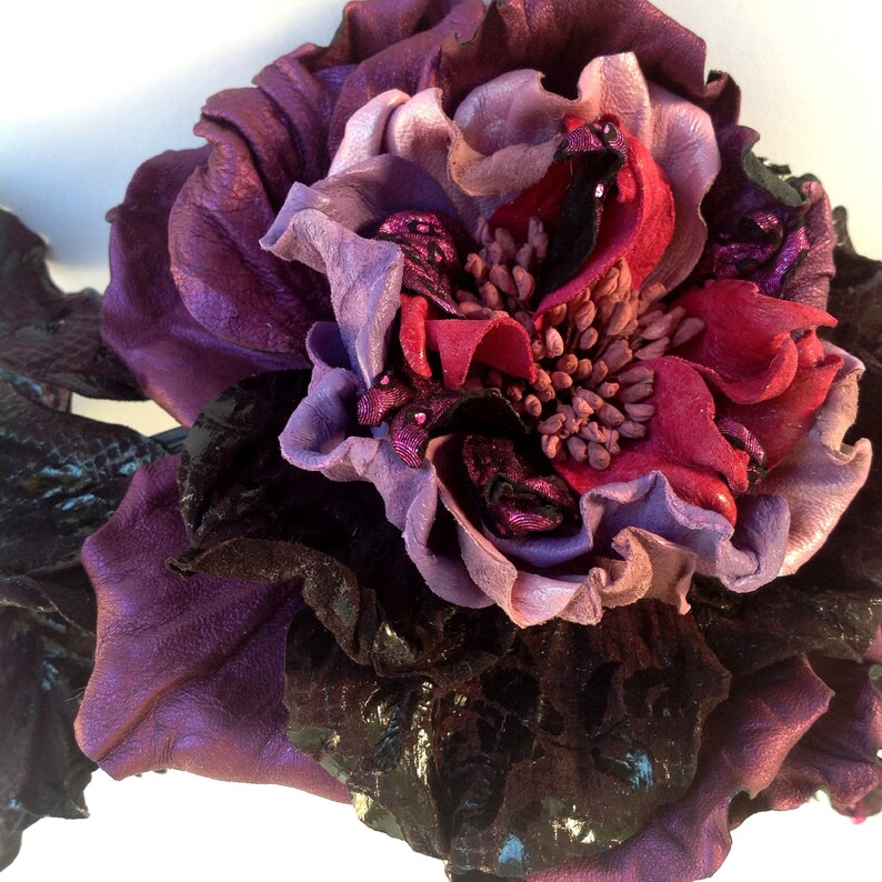 Purple Kentucky derby hat/ Ascot fascinator/ Leather flower / Royal wedding hats for women image 4