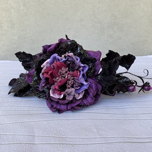 Purple Kentucky derby hat/ Ascot fascinator/ Leather flower / Royal wedding hats for women image 10