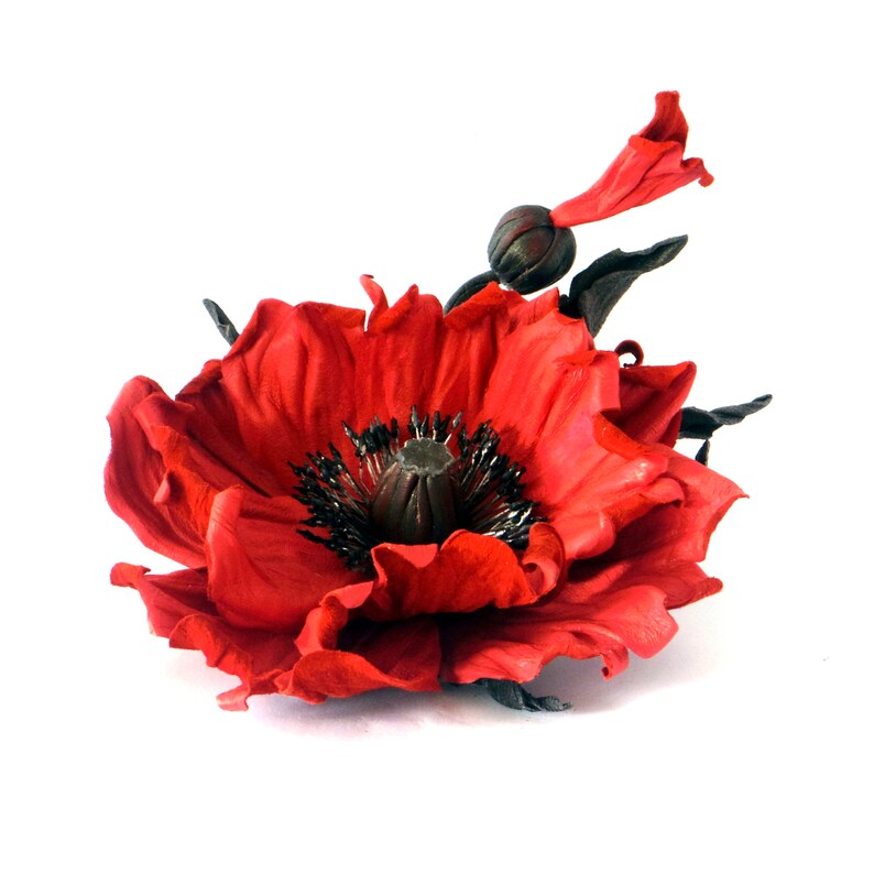 Red Kentucky derby hat Red Poppy flower Race day hat