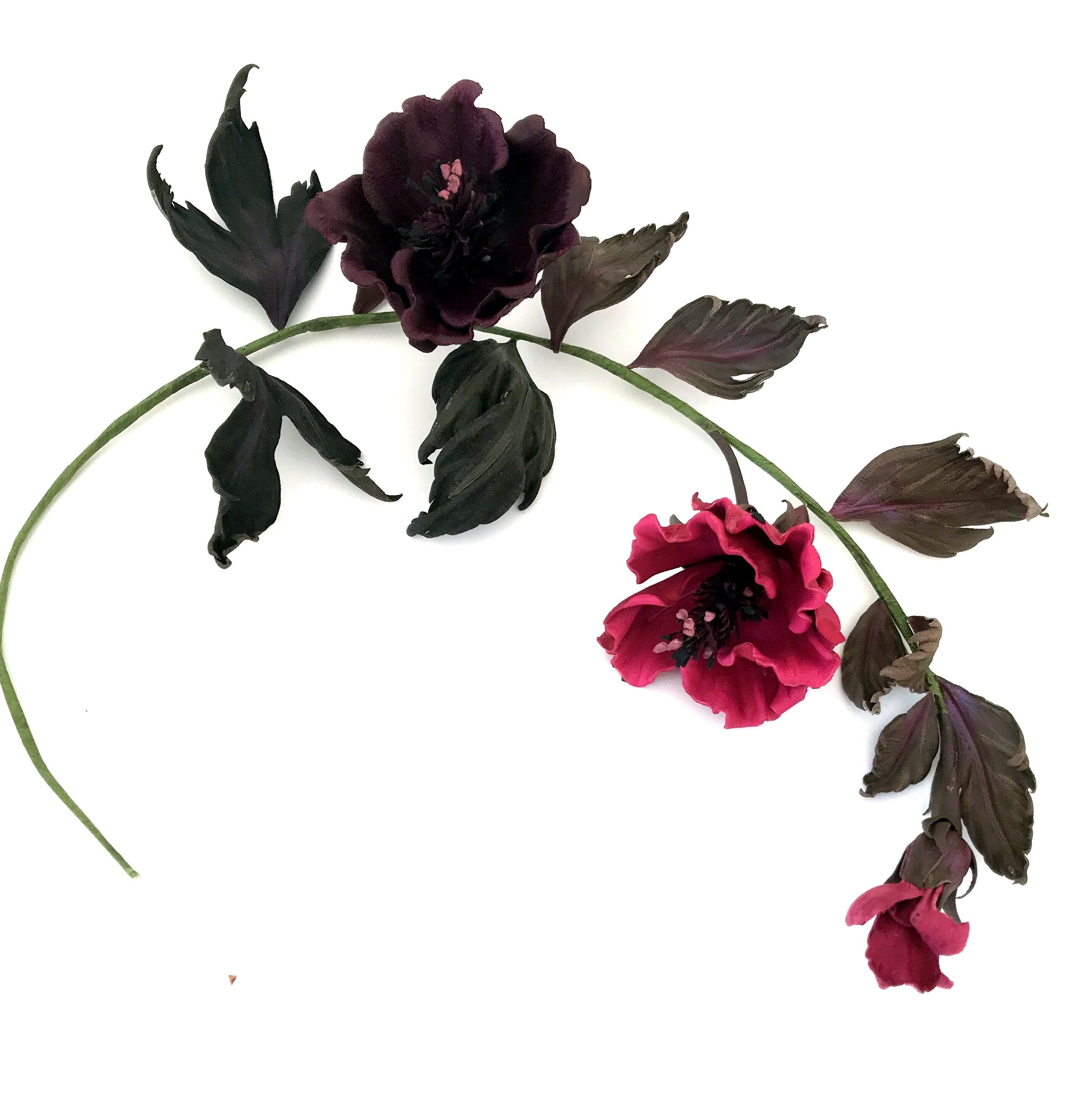 Décor Floral en Cuir/Rose Fuchsia Cuir/ Décoration Florale Rome