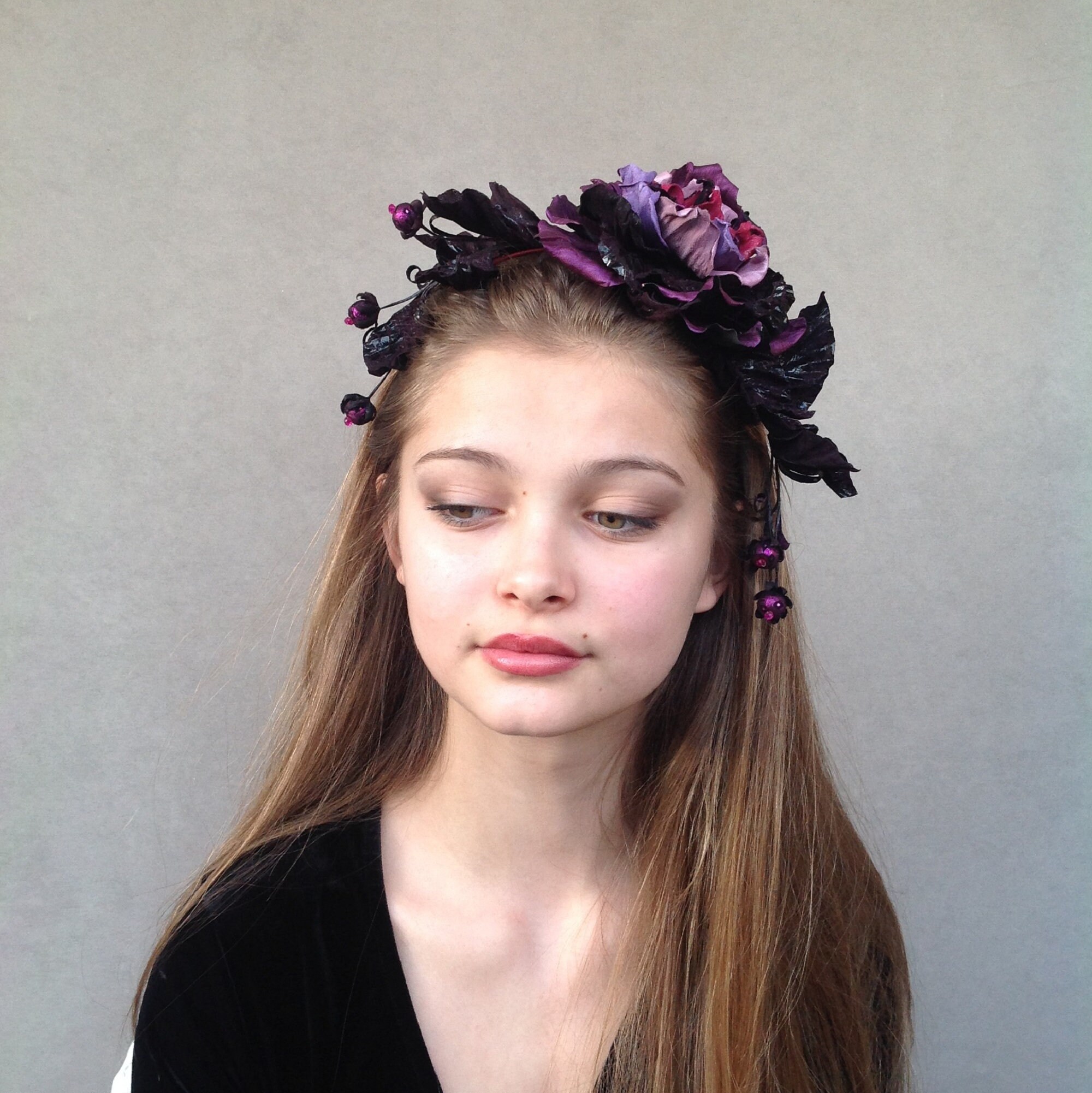 Purple Kentucky Derby Hat/ Ascot Fascinator/ Leather Flower / Etsy