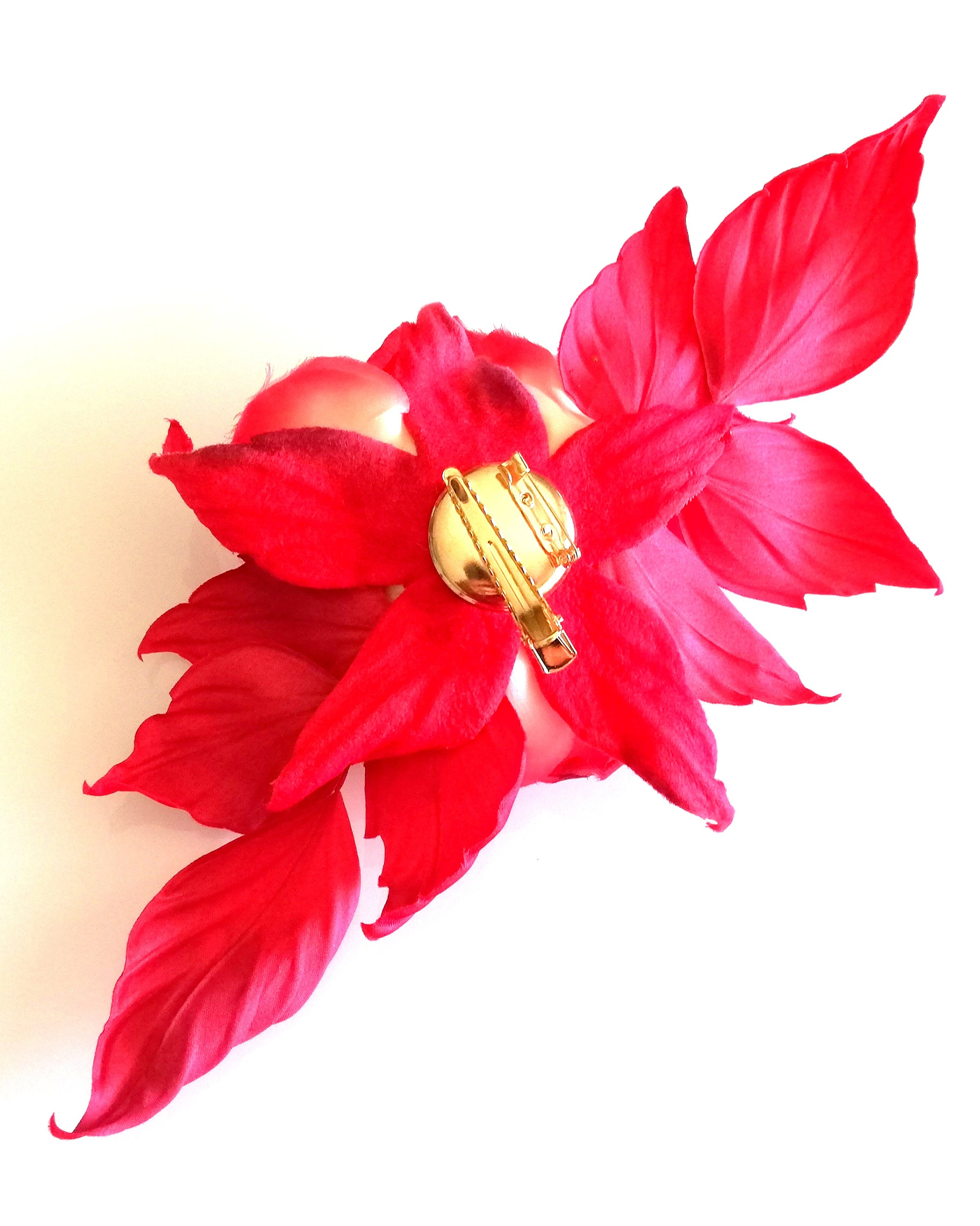 Coral Silk Rose / Red Flowers Silk Brooch / Women Brooch Gift Etsy