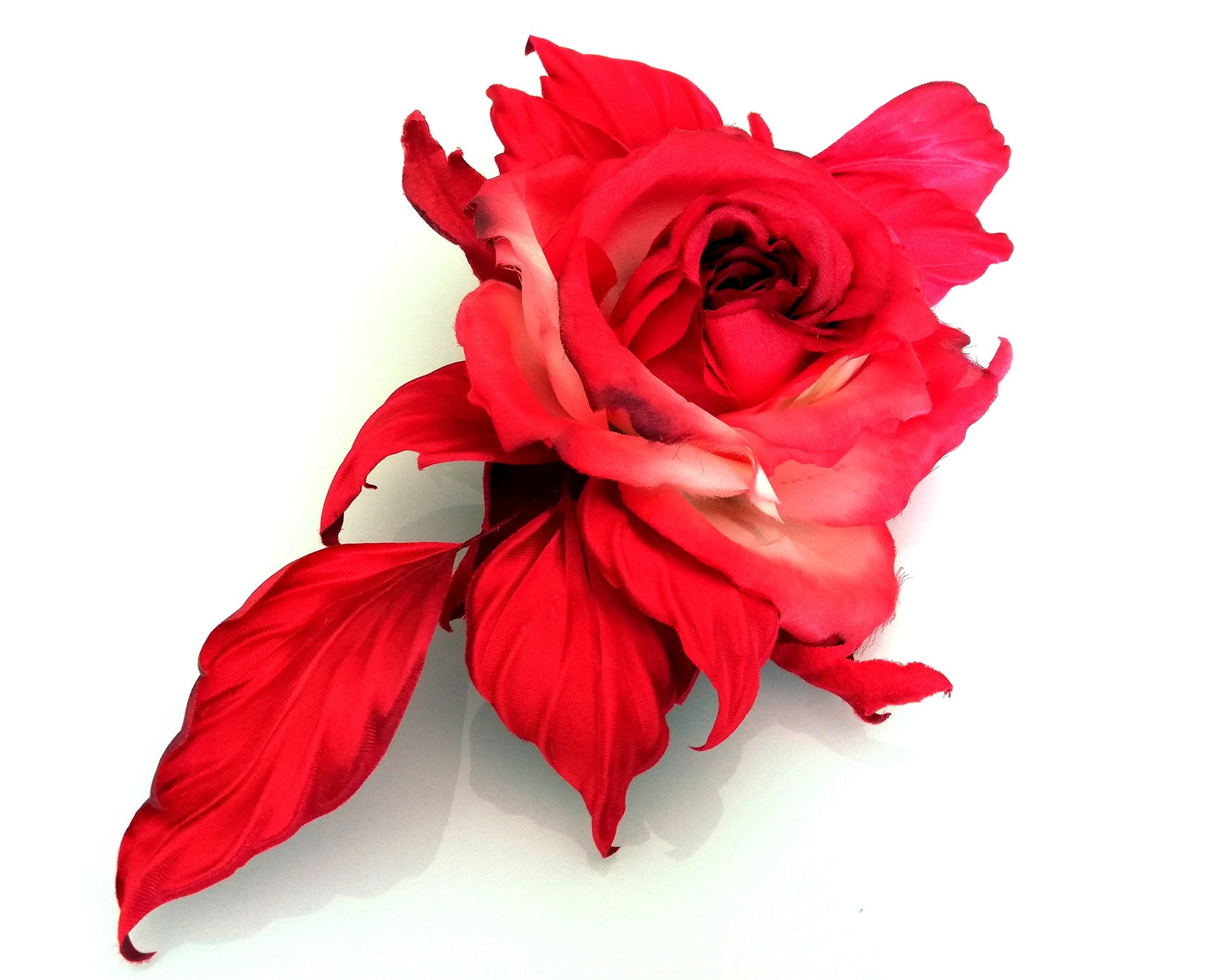 Coral Silk Rose / Red Flowers Silk Brooch / Women Brooch Gift Etsy
