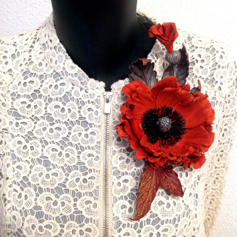 Red Kentucky derby hat Red Poppy flower Race day hat