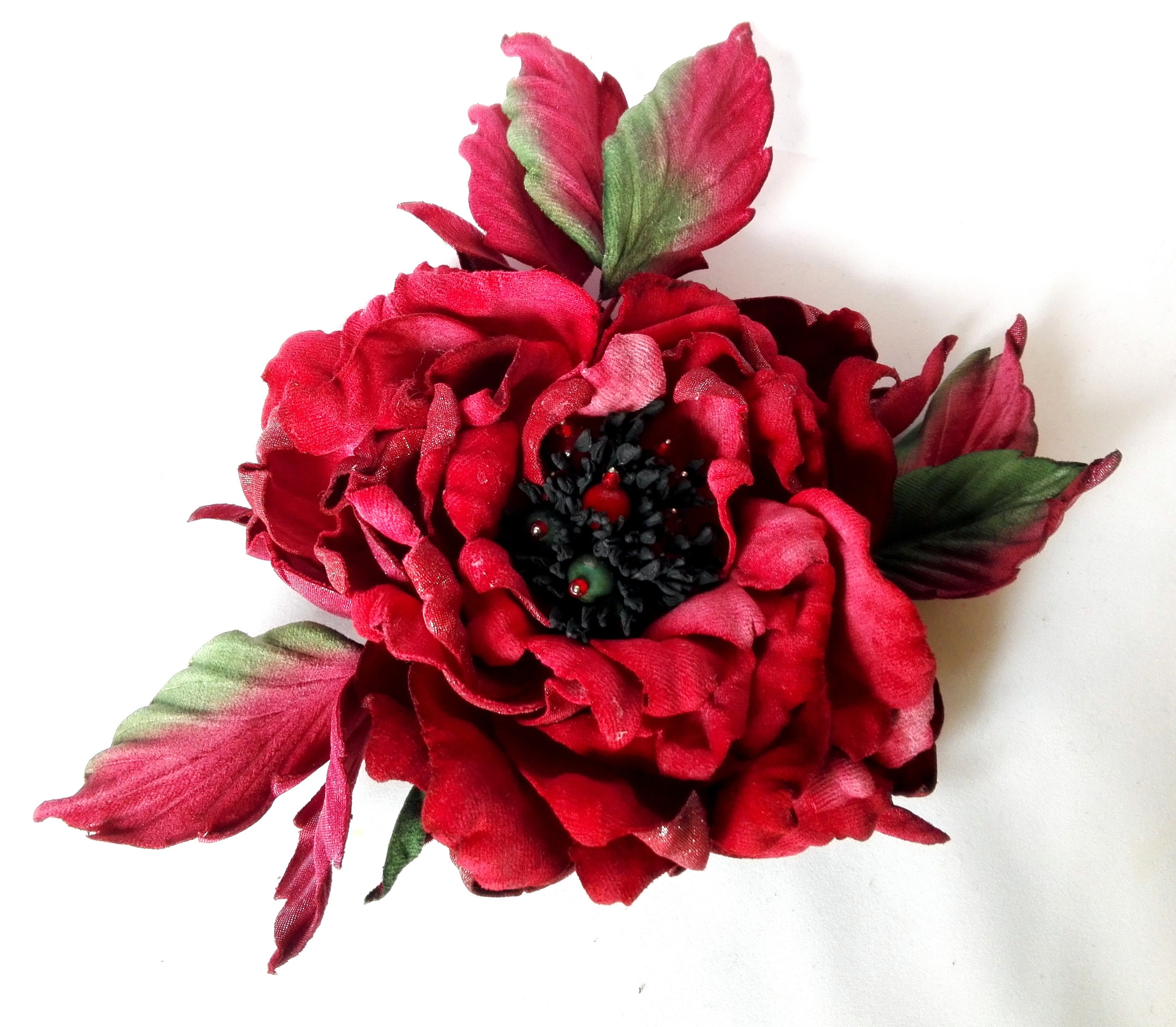 Red Flower Silk Brooch/ Large Silk Flower/ Statement Jewelry Etsy