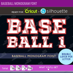 BASEBALL FONT SVG, Baseball svg, Baseball mom svg, baseball letter svg, Baseball crincut svg, font svg, Cricut Fonts svg, baseball number image 1