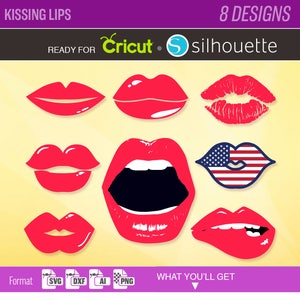 LIPS SVG Kissing lips svg lips Monogram svg american lips valentine's day clipart love kiss for Cricut Silhouette 137