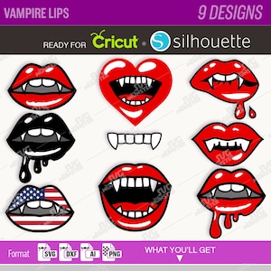 Kiss Lips SVG Vampire lips svg Vampire mouth SVG Vampire teeth SVG Vampire svg Halloween cut files compatible for Cricut, Silhouette 271