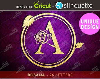 ROSANA Rose Monogram Font svg Monogram svg File Cuttable letters Vinyl Cutter Cricut Dxf Silhouette Ornate Wedding Alphabet diy 167