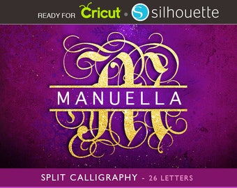SPLIT CALLIGRAPHY FONT svg split font svg split letter svg split alphabet - Cricut fonts svg - 090