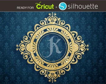 Ornate Monogram Circle Frame SVG, Cricut and Silhouette Cut File