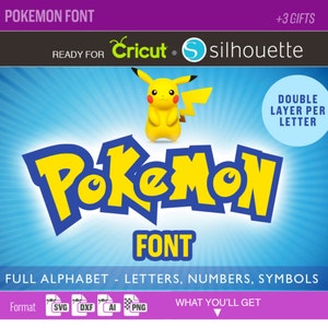 POKEMON SCHRIFTART SVG Alphabet svg dxf Schneidedateien für Vinyl Cutter & Heat Press Transfer Cameo Cricut Heat Transfer, Silhouette Pikachu 013