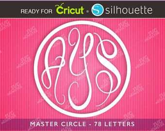 MASTER CIRCLE FONT svg Master circle Script Master circle svg Master circle font Monogram Master circle monogram Font Cricut font 121