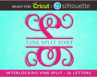 SPLIT INTERLOCKING VINE font svg split letters svg split font svg split alphabet svg - cricut fonts svg cut files for Cricut Silhouette 130