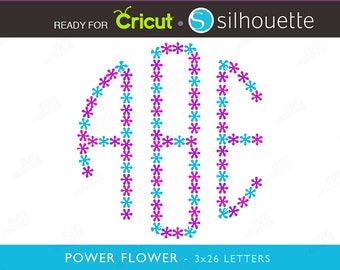 FLOWER MONOGRAM FONT svg - Circle monogram font - Cricut fonts svg - svg monograms for Silhouette Cricut 3 three letters 294