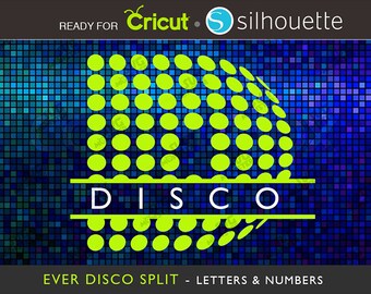 EVER DISCO SPLIT Monogram Font svg Font Letters Alphabet Cut Cutter Heat press transfer Cricut Dxf Silhouette circle monogram frame 274
