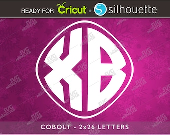 COBOLT MONOGRAM FONT svg Font Letters Alphabet Cut Cutter Heat press transfer Cricut Dxf Silhouette circle monogram frame 2 two letters 256